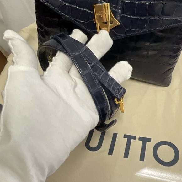 Louis Vuitton Dark Blue Alligator Satchel - Picture 15 of 16